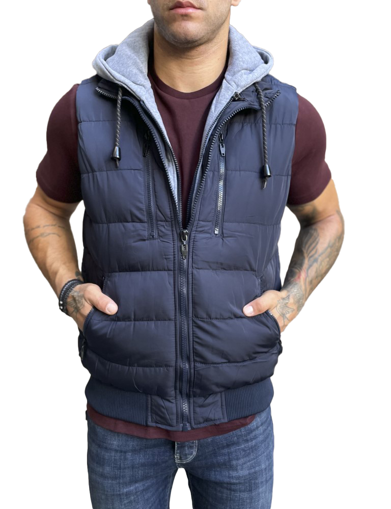 Ανδρικό μπλέ αμάνικο Jacket κουκούλα 833380 φωτογραφία